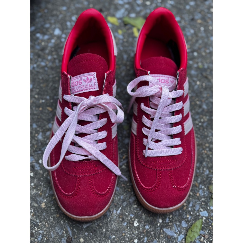 Adidas Handball Spezial Red Pink Suede Gum Sole Sneakers IE5894 Womens 7.5